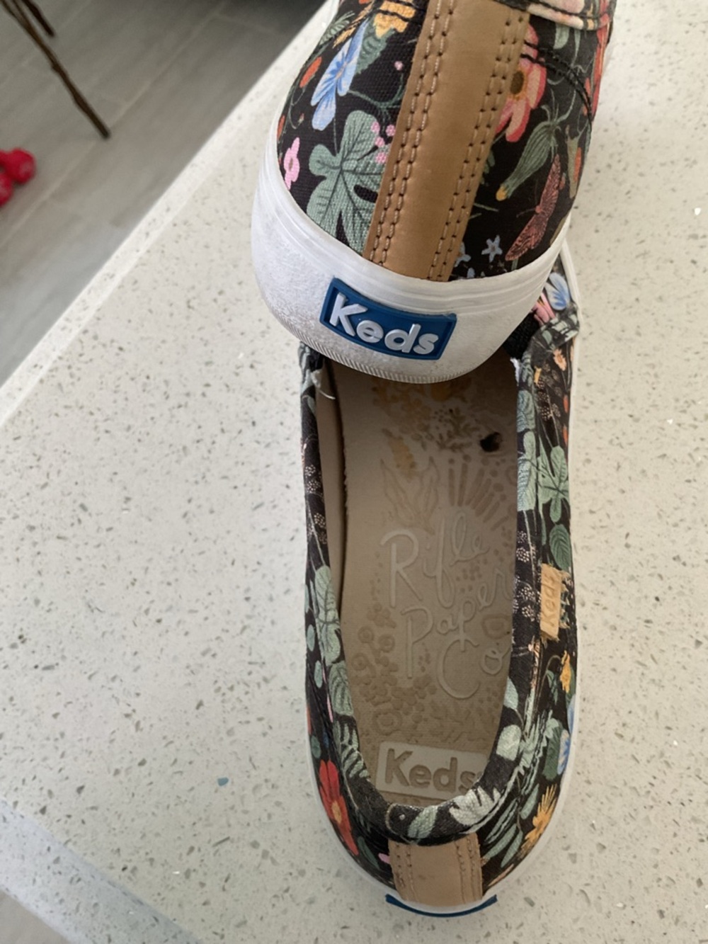 Keds Floral Slip-On Mules in Black with Multicolor Blooms size 9 - Picture 5 of 6